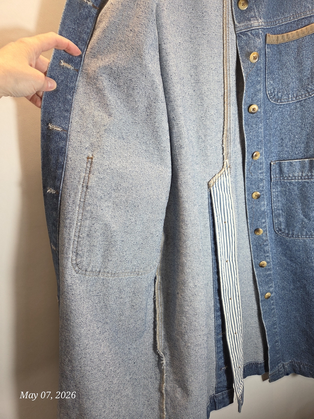 Denim Duster Jacket  with Suede Trim - Blue Size M  RARE * VINTAGE - Picture 9 of 9